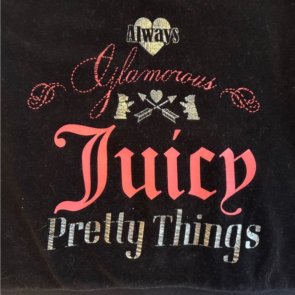 Juicy Couture Black Velour Zip Hoodie with Crest Label